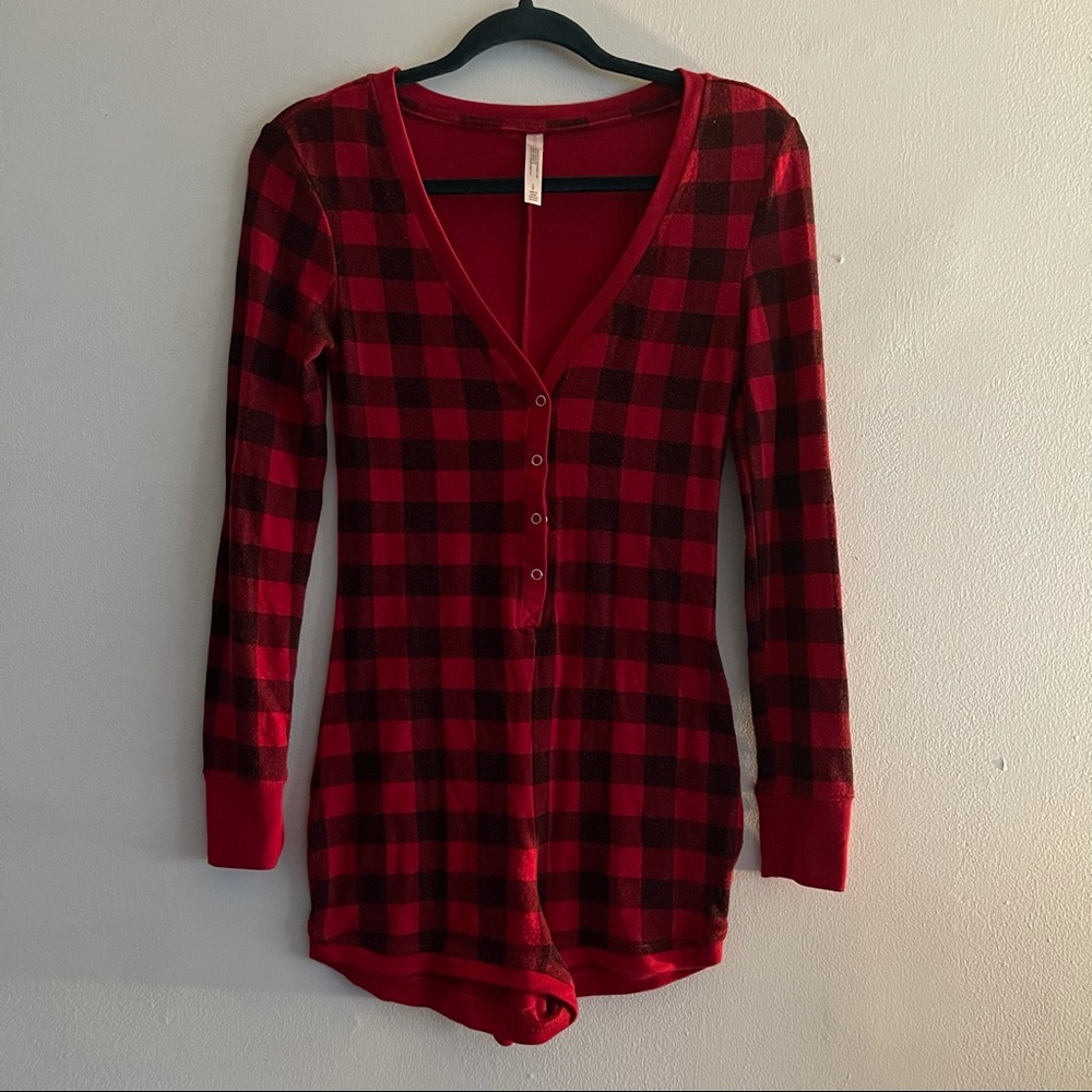 Plaid pajama romper